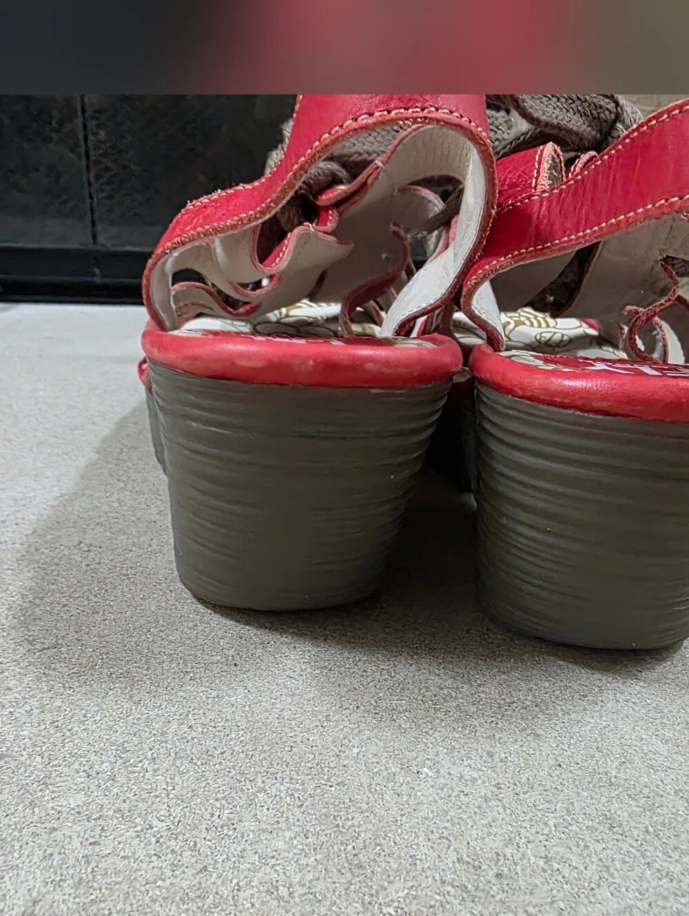 Fly London Mousse Lace Up Leather Sandals Red Size 39/9